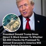 President Donald Trump Gives Direct 5-Word Answer To Whether $2,000 Checks He Promised To Almost Everyone In America Will Arrive Before Christmas