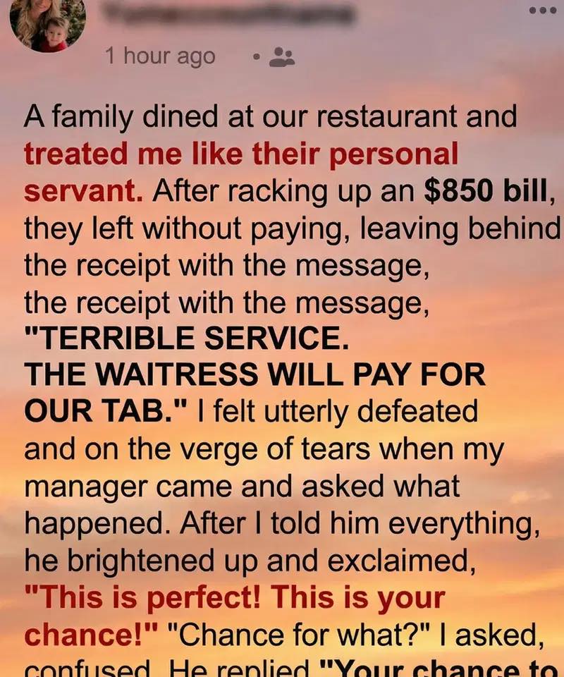 A Family Criticized My Service and Left the Restaurant Without Paying an $850 Bill — but I Turned It to My Advantage