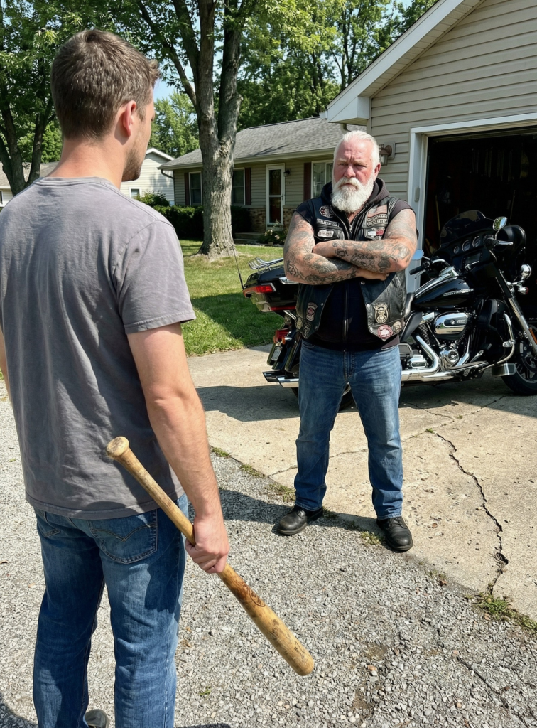 I brought a baseball bat to confront the biker who’d been harassing my daughter. I left his driveway twenty minutes later crying so hard I couldn’t drive.