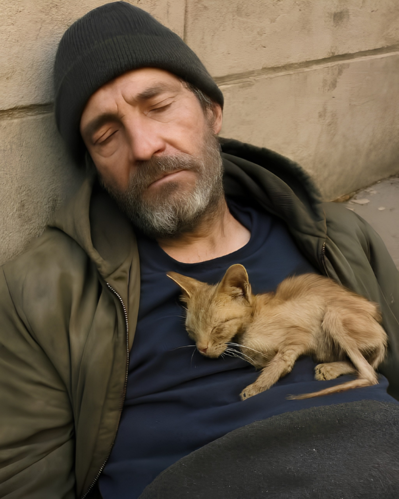 He Had No Home, No Family—except for the Cat That Slept on His Chest Every Night. “she Chose Me,” He Said. “that’s All That Matters.”
