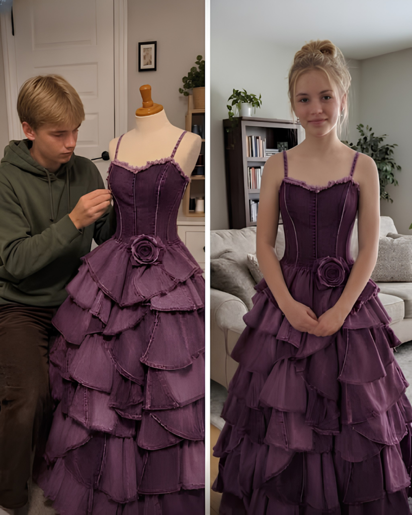 My Stepmom Refused to Give Me Money for a Prom Dress – My Brother Sewed One from Our Late Mom’s Jeans Collection, and What Happened Next Made Her Jaw Drop