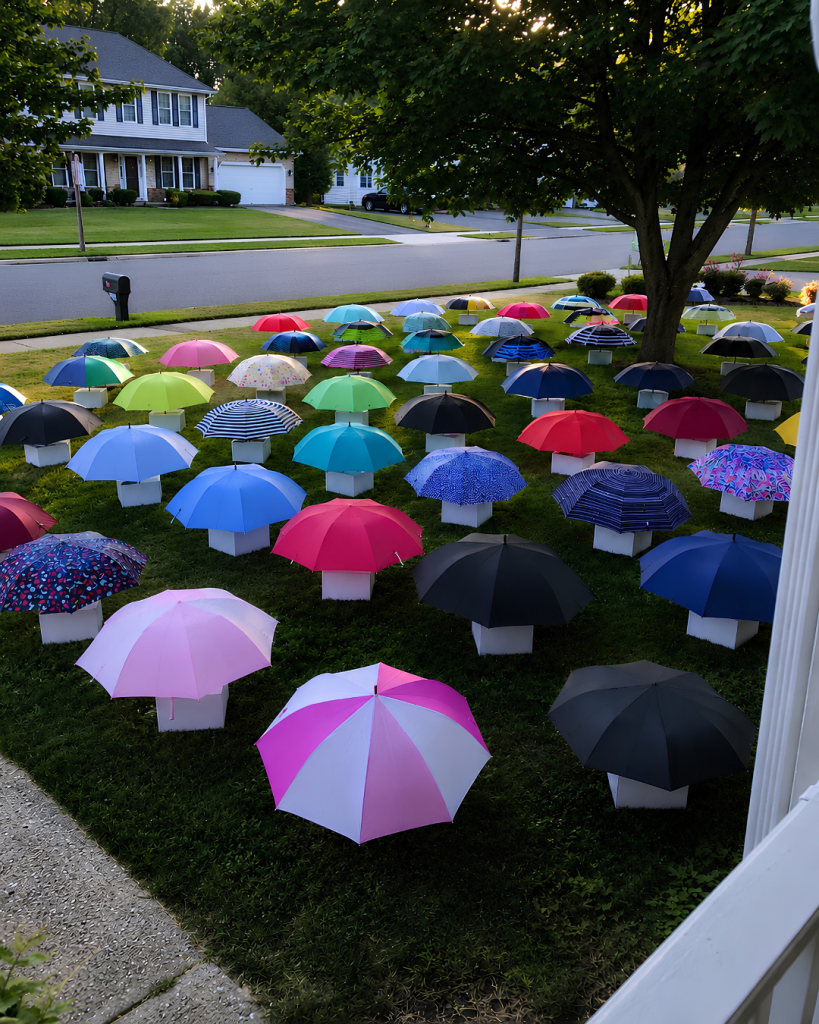 My Son Gave His Umbrella to a Pregnant Stranger in the Rain – The Next Morning, 47 Umbrellas Appeared on Our Lawn, Each With a Numbered Box That Made My Heart Stop